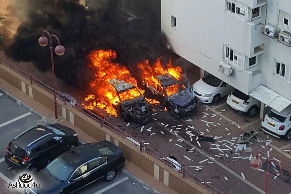 סכנה ברחובות אשדוד – 2 רכבים התפוצצו ברחוב כנרת