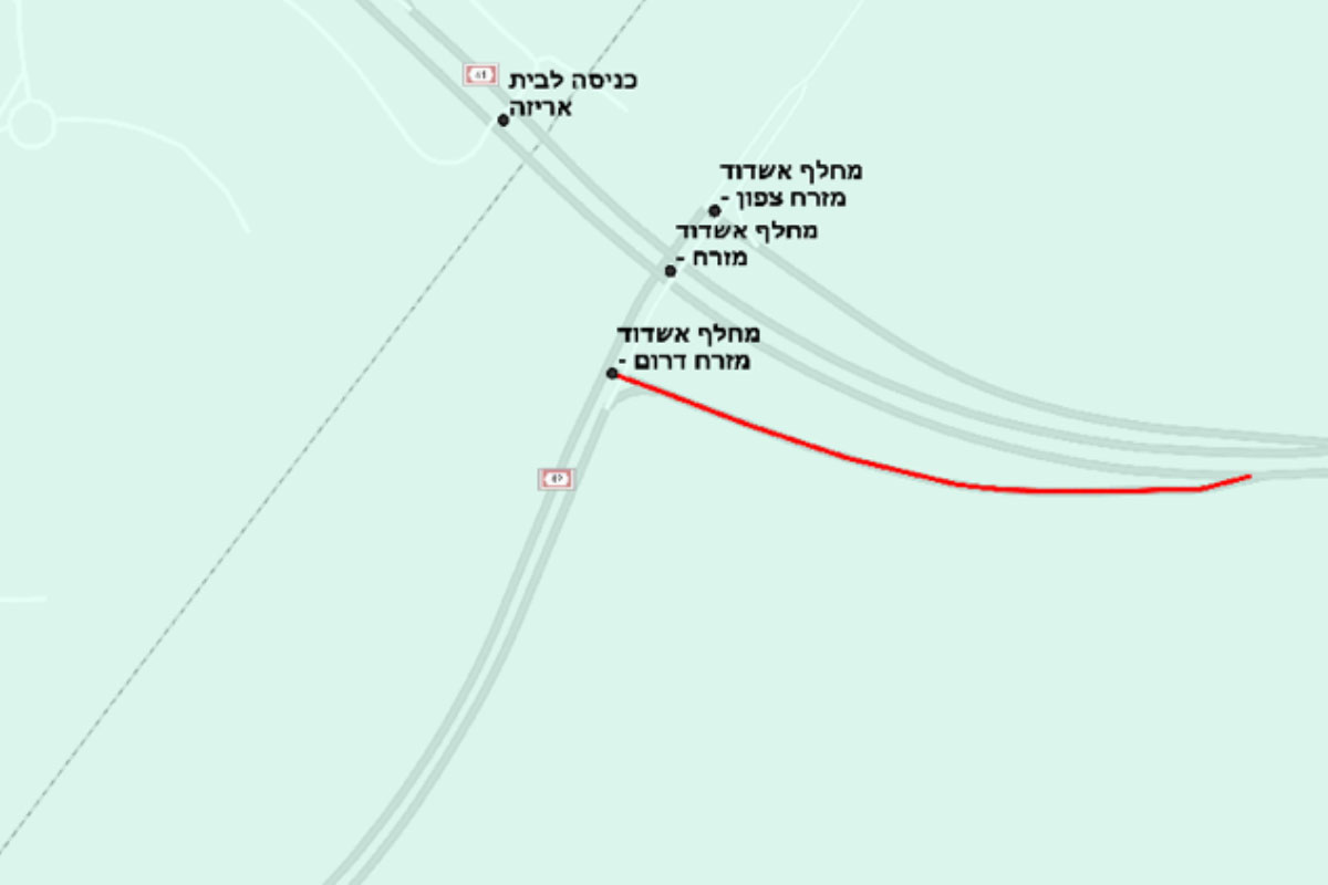 עבודות ריבוד על רמפת העליה מכביש 42 לכביש 41